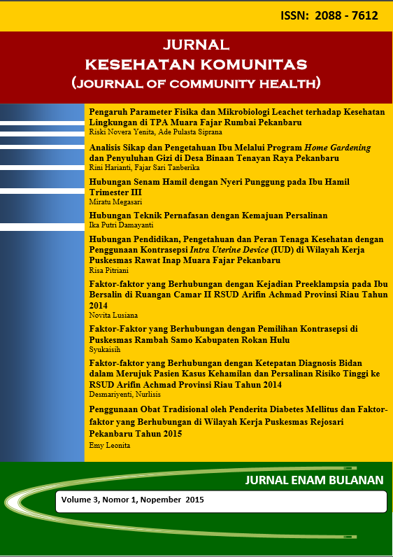 					View Vol. 3 No. 1 (2015): Jurnal Kesehatan Komunitas
				