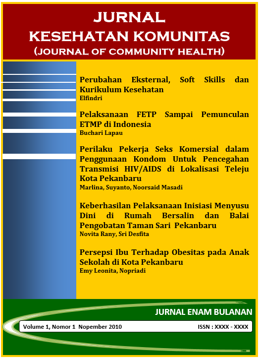 					View Vol. 1 No. 1 (2010): Jurnal Kesehatan Komunitas
				