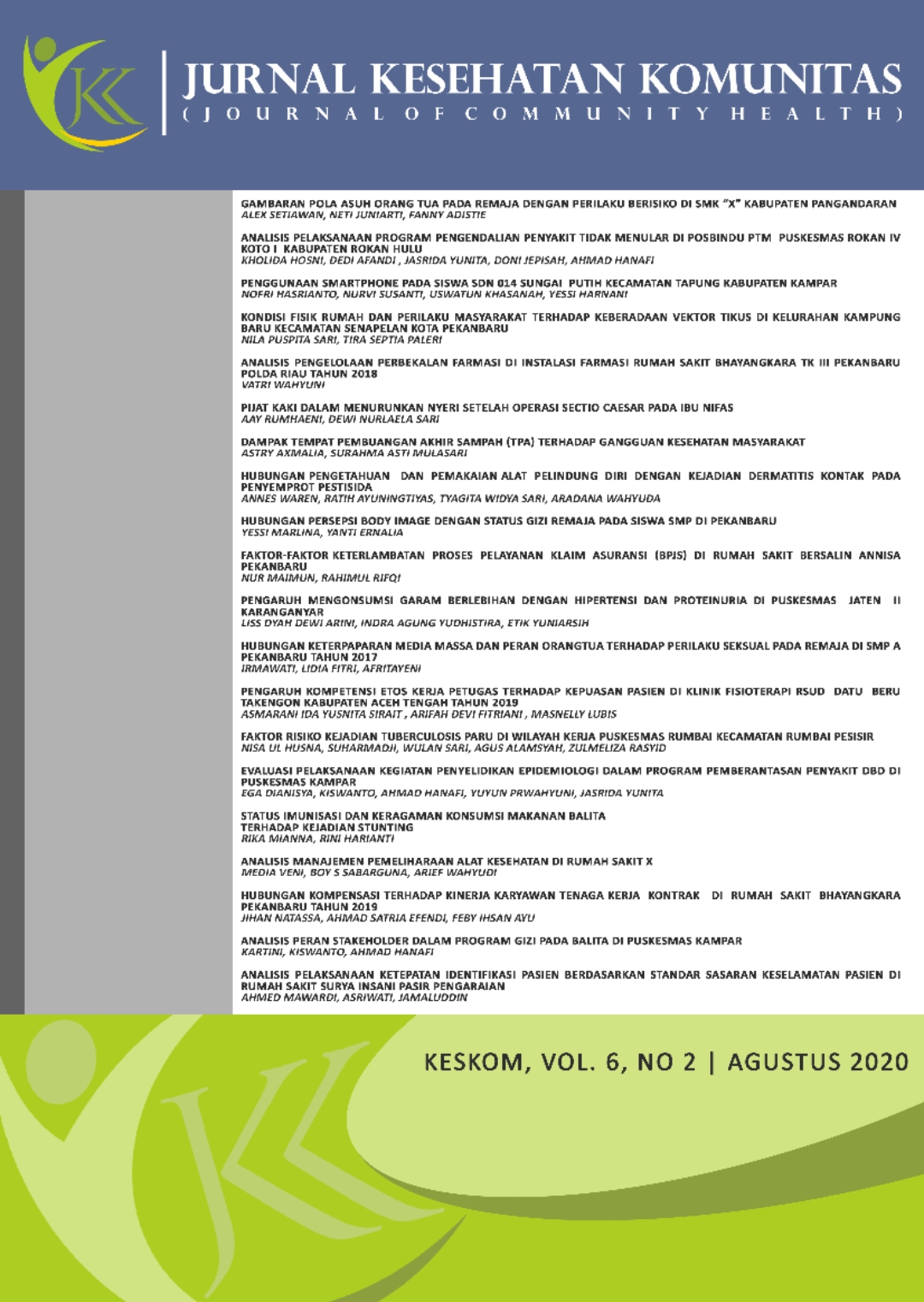 					View Vol. 6 No. 2 (2020): Journal of Community Health
				