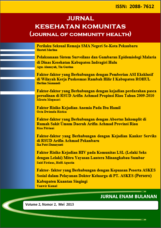 					View Vol. 2 No. 2 (2013): Jurnal Kesehatan Komunitas
				
