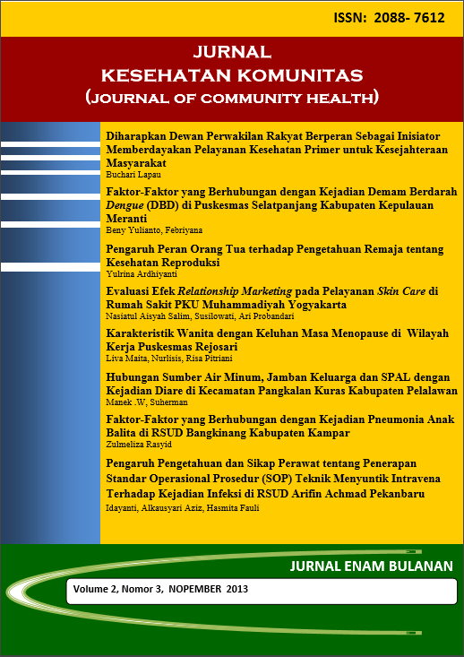 					View Vol. 2 No. 3 (2013): Jurnal Kesehatan Komunitas
				