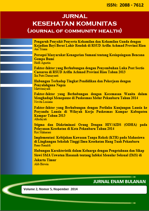 					View Vol. 2 No. 5 (2014): Jurnal Kesehatan Komunitas
				